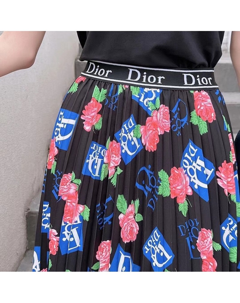 ディオール Tシャツロングスカートセット花プリント付きお洒落ファッションセット