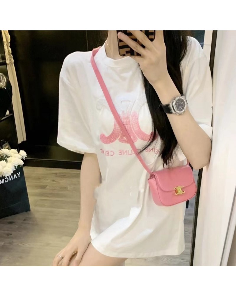 セリーヌ Tシャツ半袖カジュアル精緻グラデーション刺繍ティシャツ大人気フリーサイズ