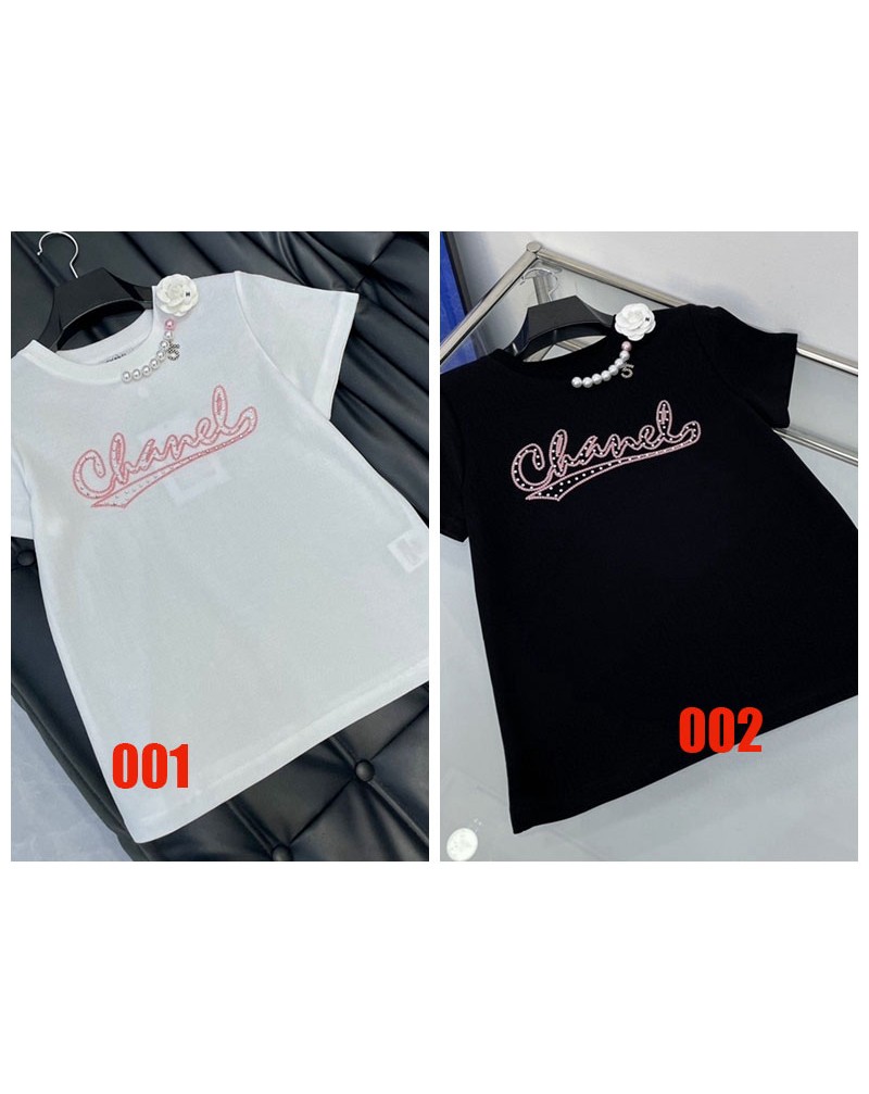 シャネル tシャツ半袖お洒落小香風 潮流人気精緻刺繍ティシャツコットントップス