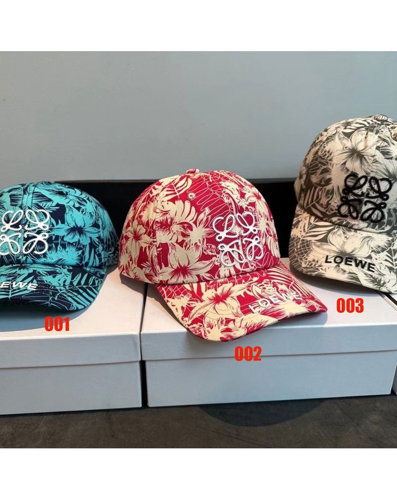 ロエベ キャップブランド野球帽子お洒落花プリント立体的ロゴ