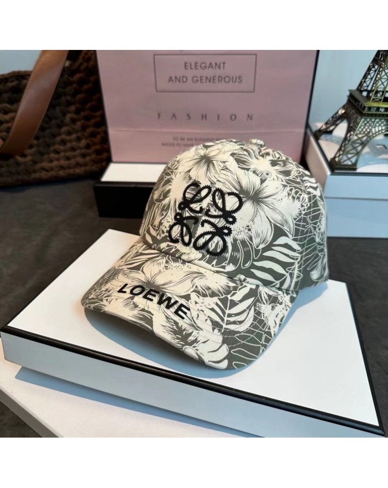 ロエベ キャップブランド野球帽子お洒落花プリント立体的ロゴ