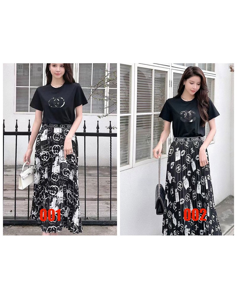 人気ブランドTシャツロングスカート２点セットファッション高級優雅洋服女性芸能人愛着