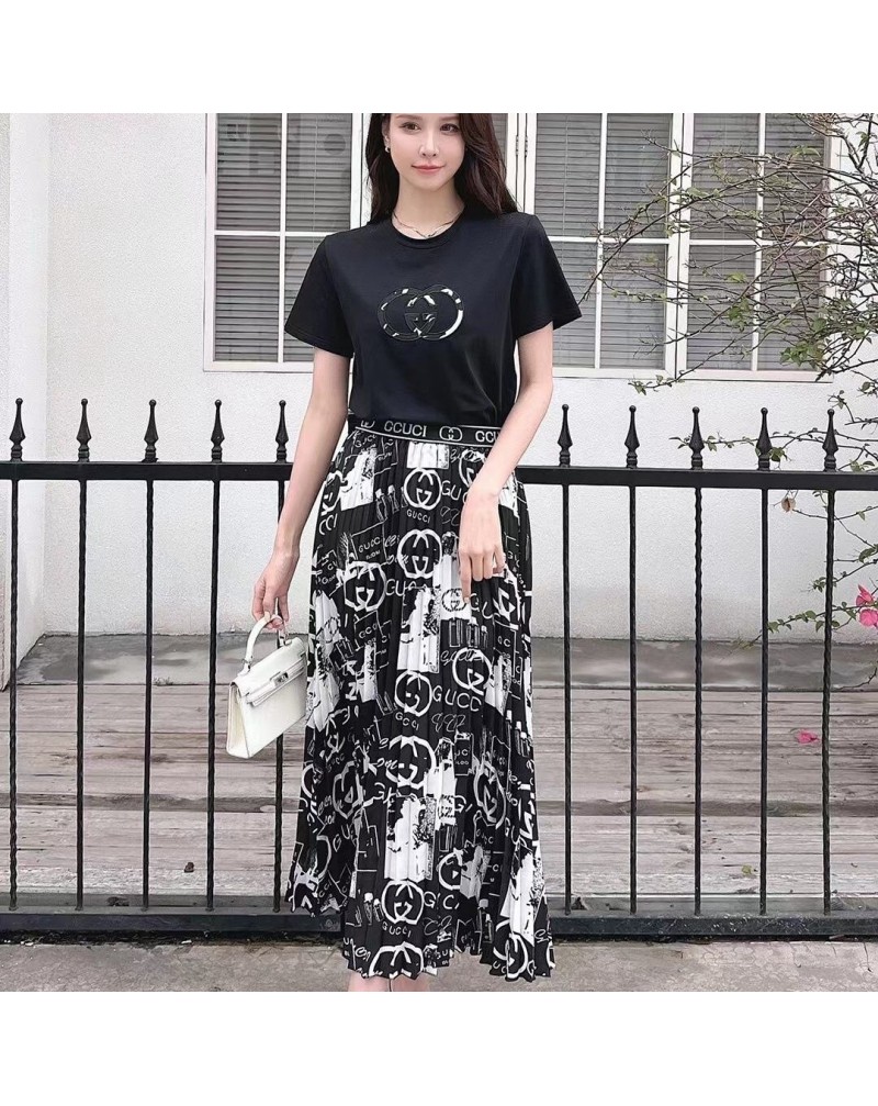 人気ブランドTシャツロングスカート２点セットファッション高級優雅洋服女性芸能人愛着