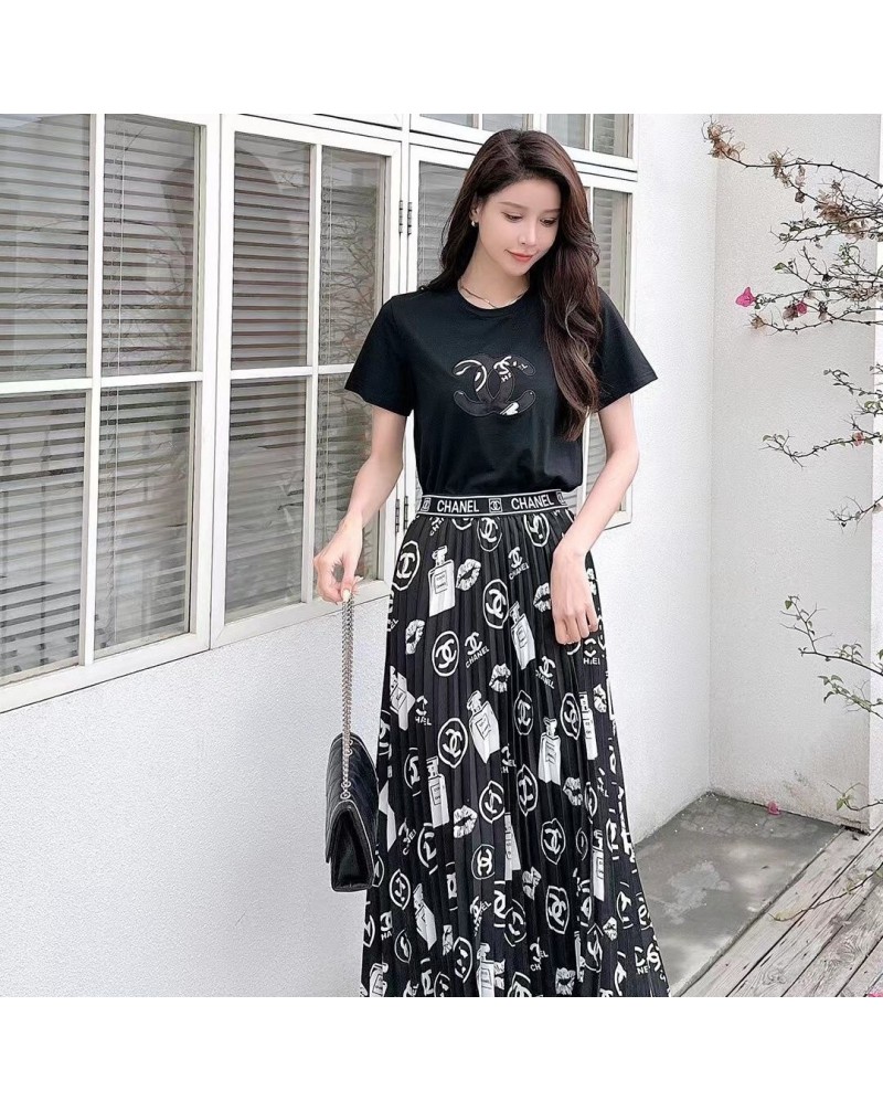 人気ブランドTシャツロングスカート２点セットファッション高級優雅洋服女性芸能人愛着