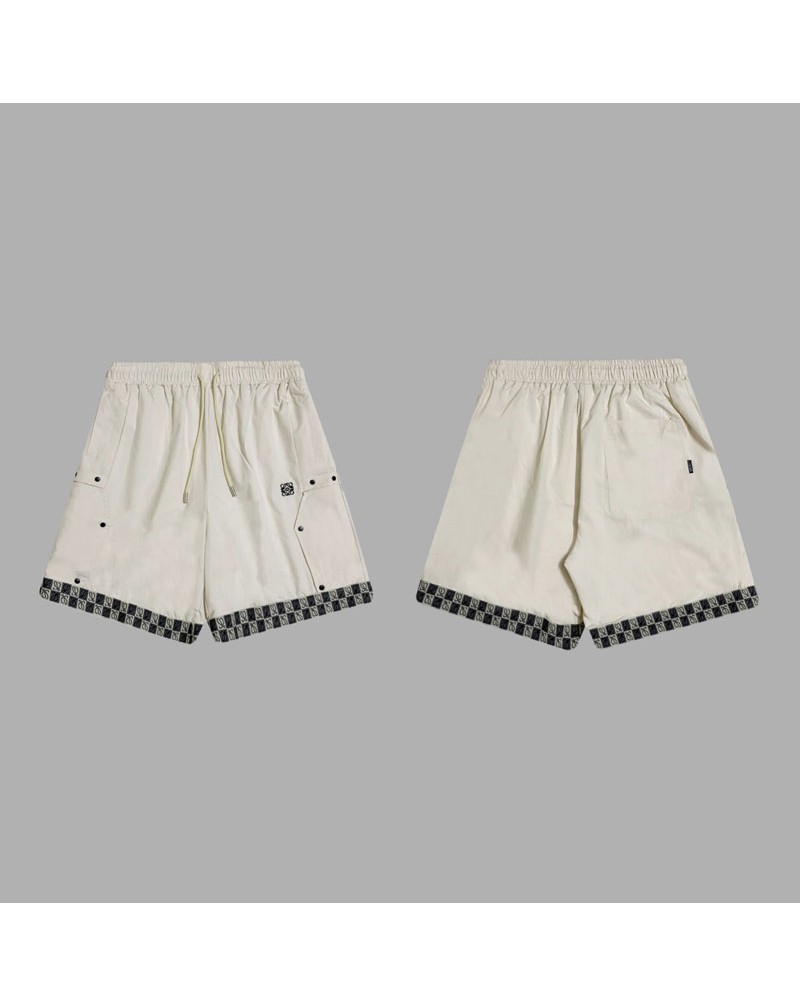 ロエベ 半ズボンファッションリベット付きカジュアル編みハーフパンツ弾力ウエスト超人気精緻刺繍