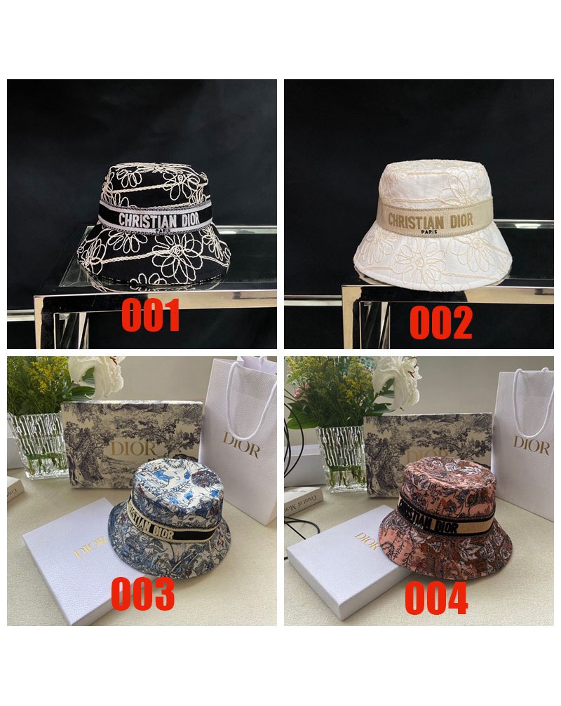 ディオール 漁師帽子 高級ファッション精緻刺繍お洒落花プリント優雅日焼け止め帽子ハット