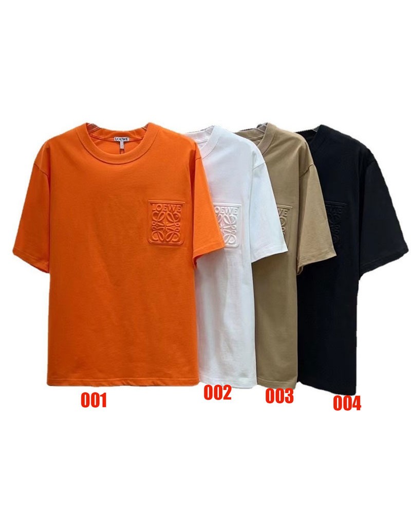 ロエベTシャツ半袖立体浮き彫りロゴ男女兼用短袖ティシャツコットントップス超人気