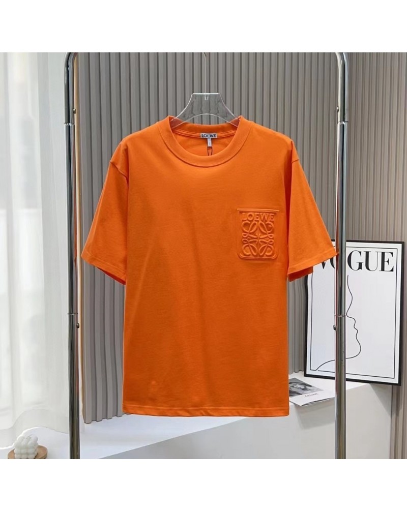 ロエベTシャツ半袖立体浮き彫りロゴ男女兼用短袖ティシャツコットントップス超人気