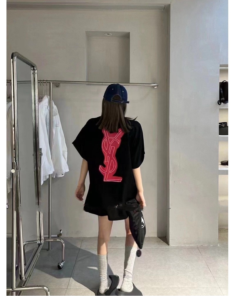 サンローランTシャツ半袖ペアお揃いoversize ティシャツファッション潮流