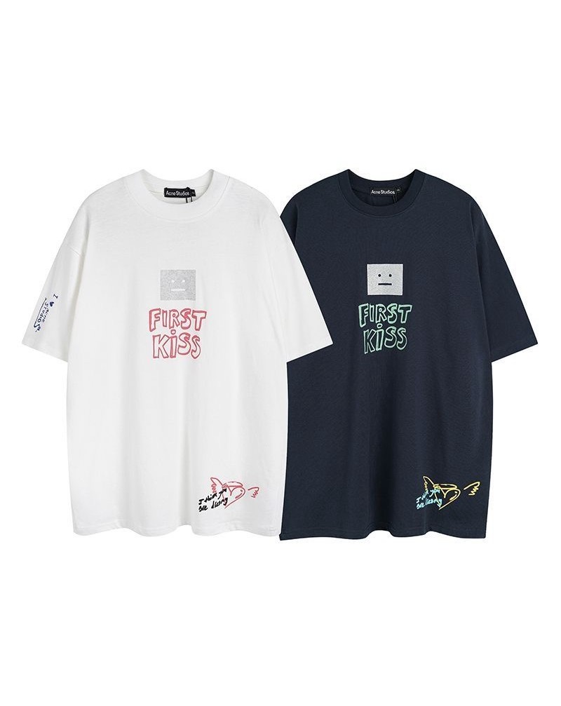 Ance tシャツ半袖潮流個性落書きカジュアルティシャツトップス
