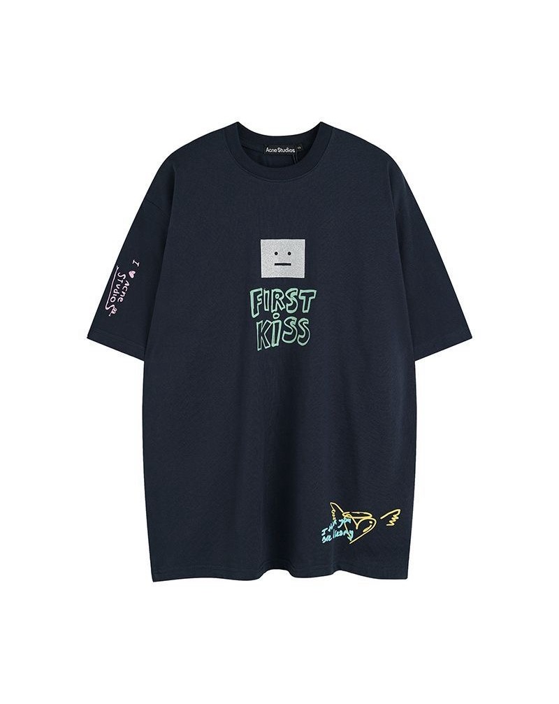 Ance tシャツ半袖潮流個性落書きカジュアルティシャツトップス