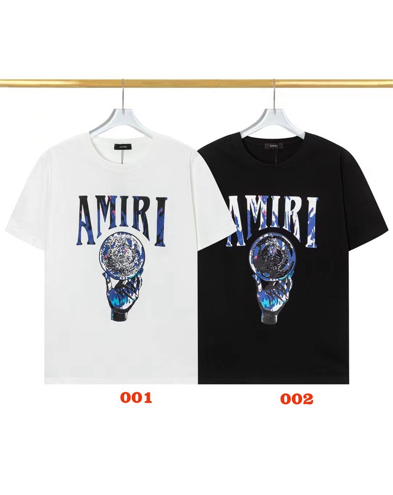 アミリTシャツ半袖お洒落プリント潮流人気ティシャツペアお揃いコットン製カジュアル