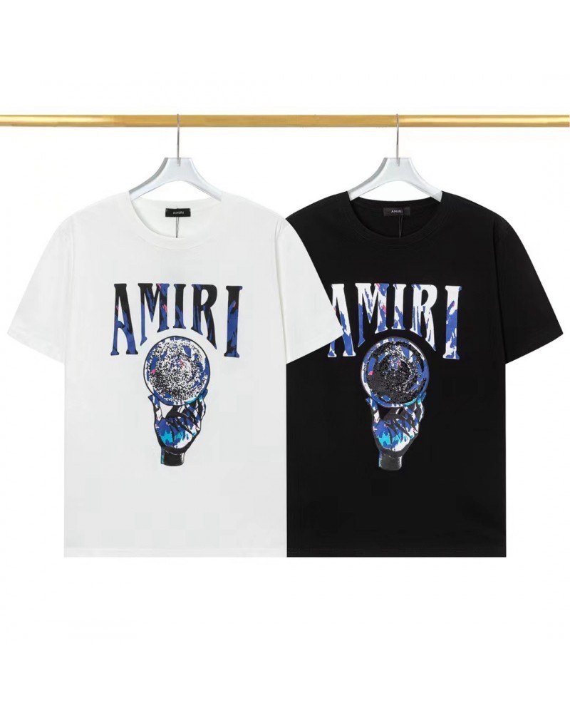 アミリTシャツ半袖お洒落プリント潮流人気ティシャツペアお揃いコットン製カジュアル