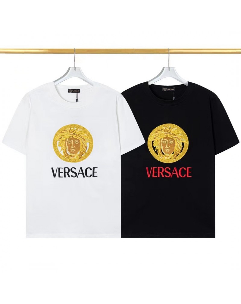 ヴァルサーチ Tシャツ半袖お洒落ブランドティシャツコットン精緻刺繍トップス男女向け人気個性