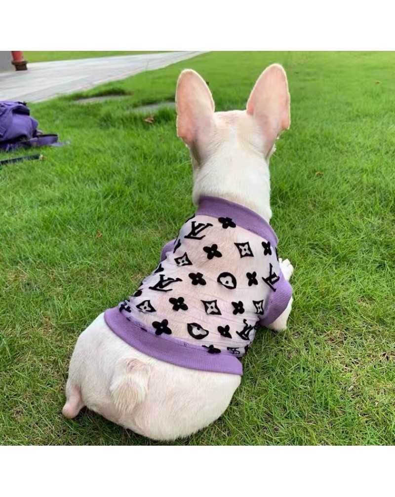 ヴィトン ペット用服可愛いお洒落モノグラム混色メッシュ犬ネコウェア服子犬中犬大犬用服保護性