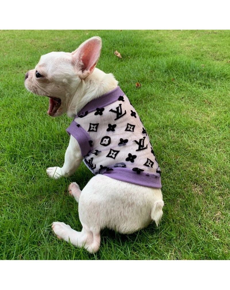 ヴィトン ペット用服可愛いお洒落モノグラム混色メッシュ犬ネコウェア服子犬中犬大犬用服保護性