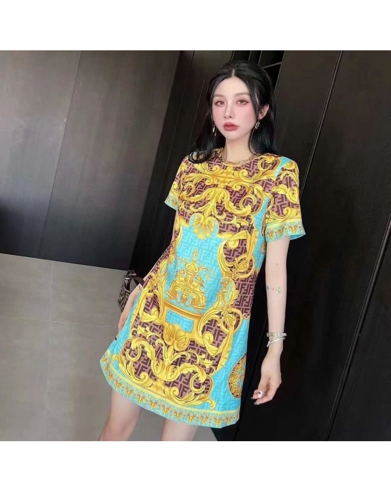 フェンデイ ワンピース レトロな宮廷風お洒落高級人気夏服