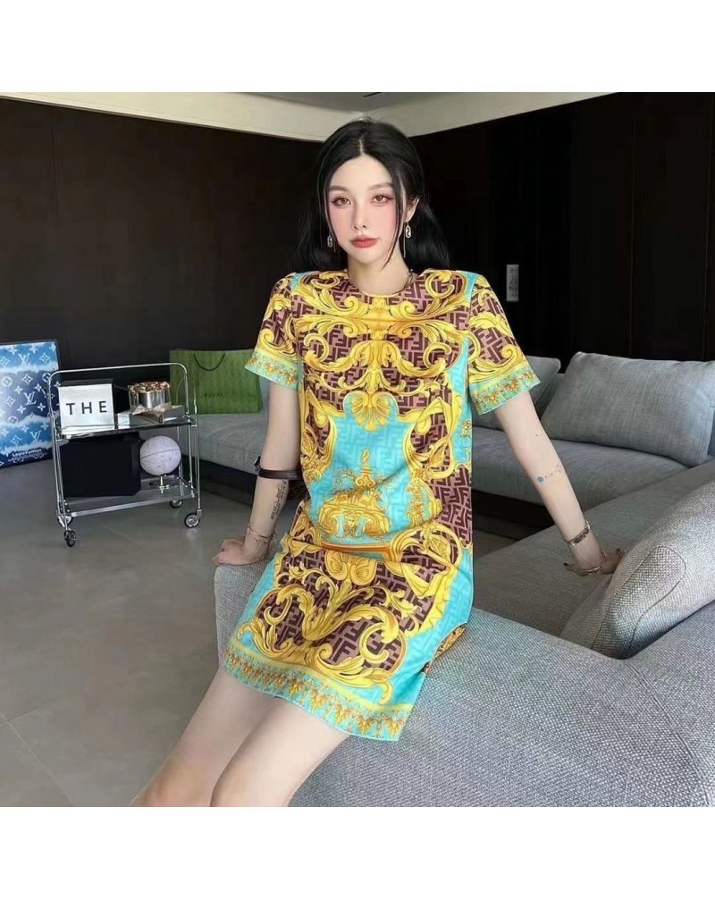 フェンデイ ワンピース レトロな宮廷風お洒落高級人気夏服