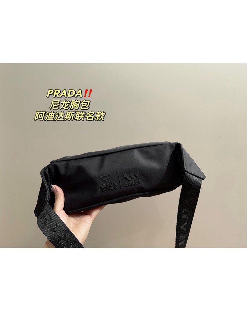 プラダ アディダスコラボウエストバツグファッションナイロン斜め掛けバッグチェストバッグ