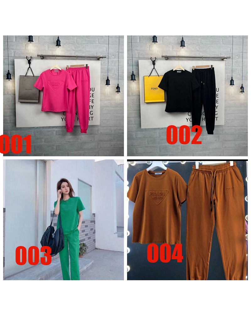 プラダセットアップお洒落Ｔシャツパンツ２点セットコットン大人気