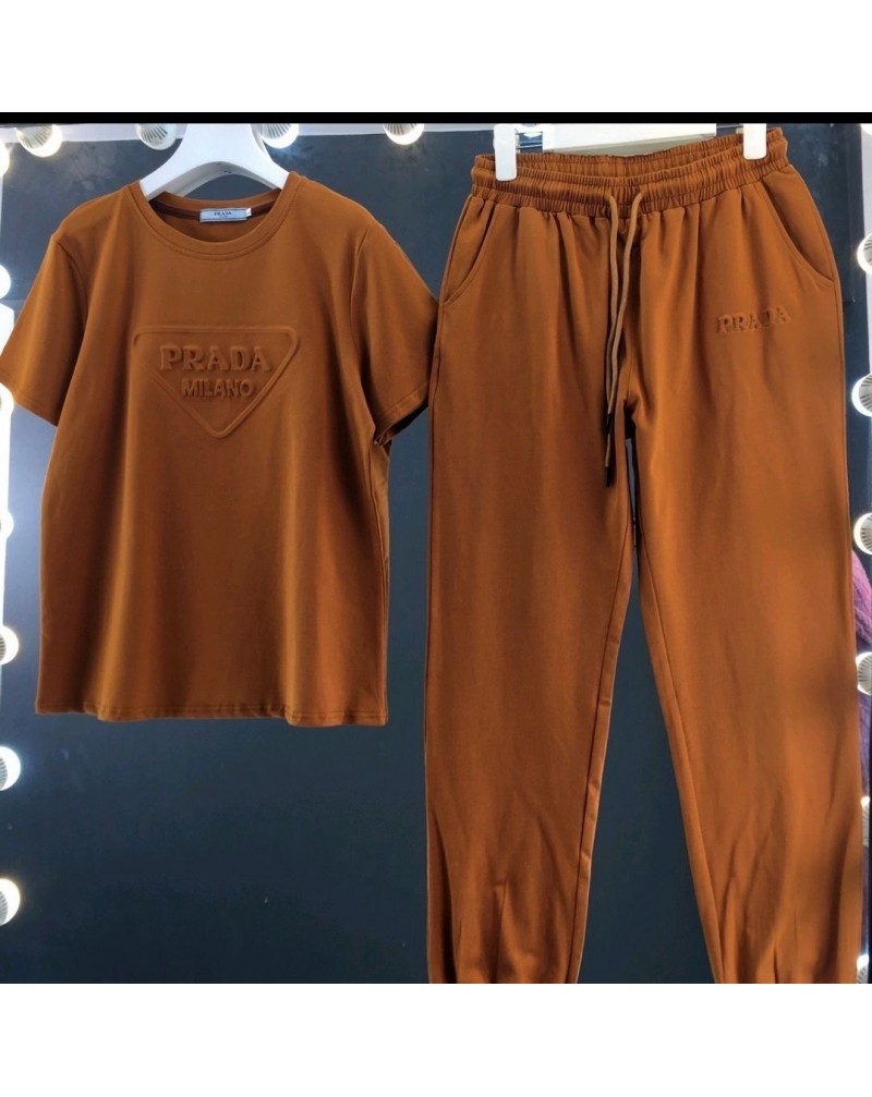 プラダセットアップお洒落Ｔシャツパンツ２点セットコットン大人気