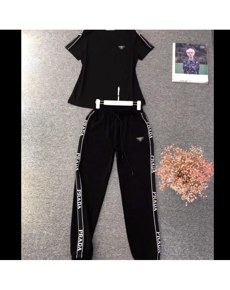 プラダセットアップお洒落Ｔシャツパンツ２点セットコットン大人気