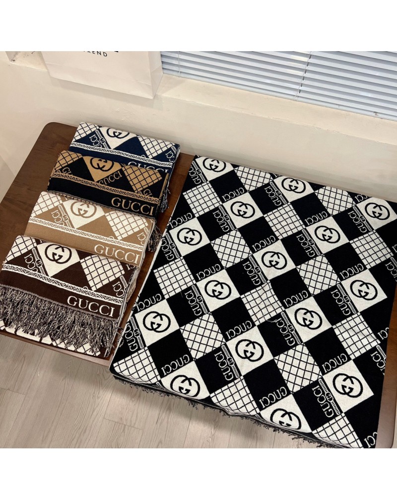 グッチ マフラーお洒落プリント秋冬ショールカシミア暖かい