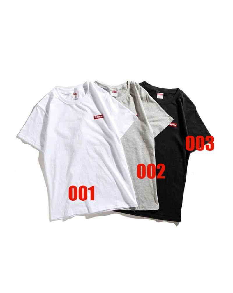 SUPREME Tシャツ半袖赤ボックスロゴ刺繍潮流個性ティシャツコットン
