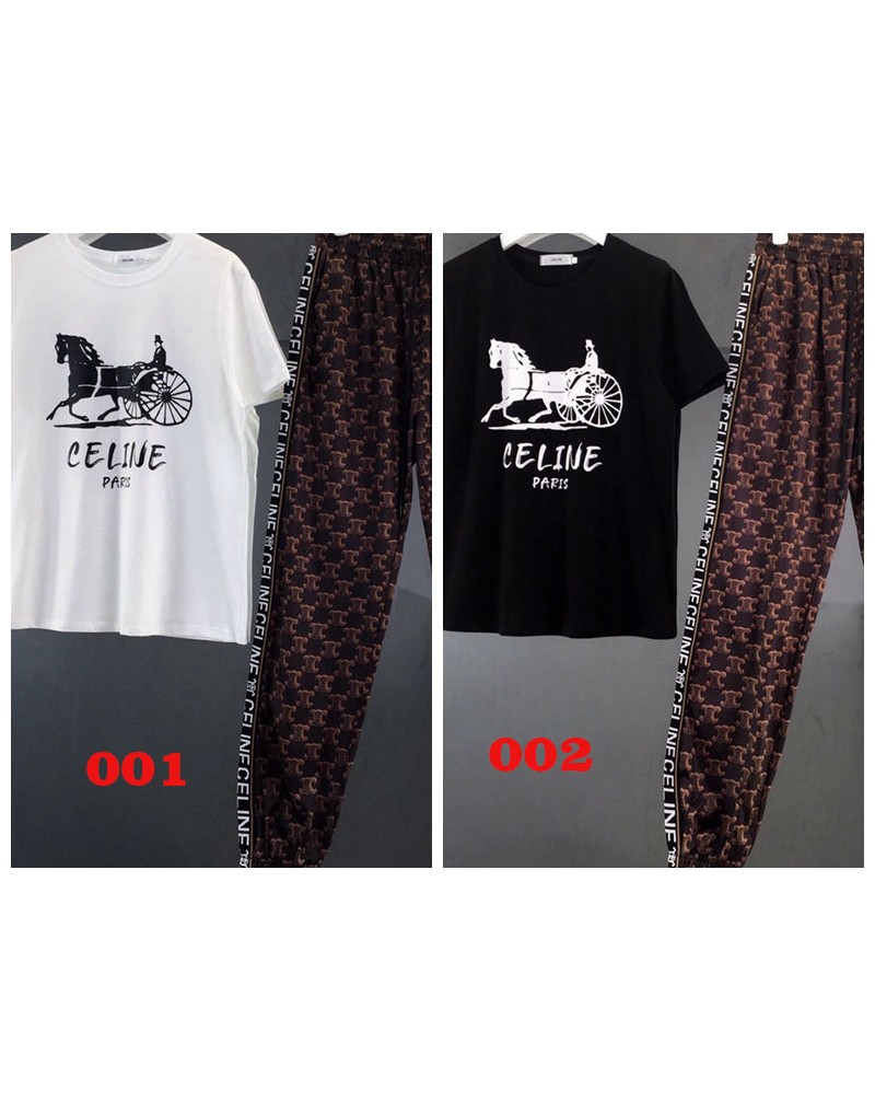 セリーヌtシャツパンツ二点セットカジュアルファッション上下セット