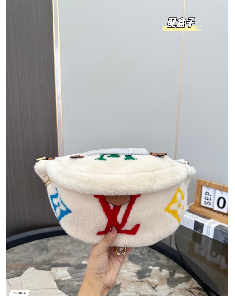 ヴィトンチェストバッグラム毛お洒落斜め掛けバッグファッション新作モノグラム付き