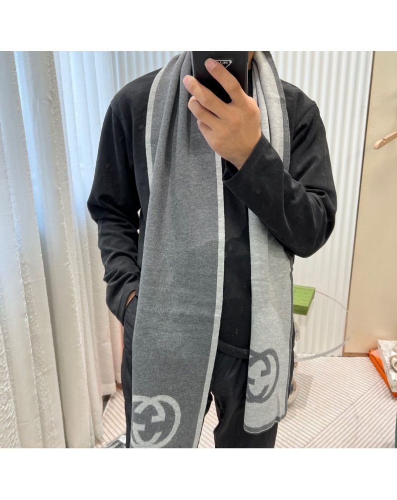 グッチ マフラーお洒落シンプルGGニットマフラーショールメンズ向け